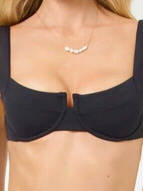 Black Underwire Scoop Bikini Top Women Swim
